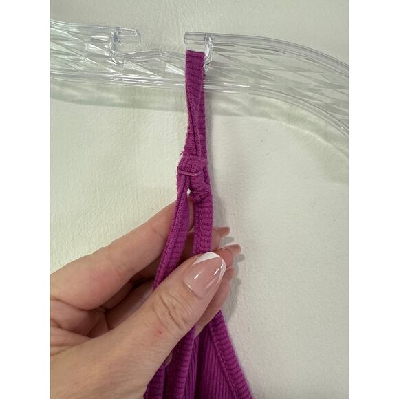 Y2K Milkmaid Babydoll Pink Ribbed Knit Skater Dress Size S Sleeveless Bodycon - Picture 6 of 10